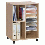 DESSERTE MOBILE MIXTE PIXY 6 CORBEILLES COULISSANTES CHÊNE CLAIR