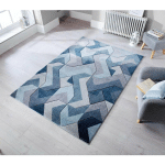 FLAIR RUGS - TAPIS CONTEMPORAIN EFFET 3D GRAPHIQUE POUR SALON AURORA BLEU JEANS 120X170 - BLEU JEANS