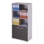 MT INTERNATIONAL ARMOIRE HAUTE PORTES BASSES 1 TABLETTE FIXE+3 RÉGLABLES WENGÉ L90X H180X P48 CM