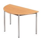 TABLE MODULAIRE DOMINO 1/2 ROND - L. 120 X P. 60 CM - PLATEAU HÊTRE - PIEDS GRIS