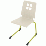 CHAISE COQUE DAMIER PIÈTEMENT LUGE ACIER - BLANC PASTEL/VERT GRANNY - RODET