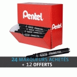 PACK DE 30 MARQUEURS PERMANENTS INDÉLÉBILES PENTEL N50 POINTE OGIVE 4,3 MM NOIRS + 6 OFFERTS