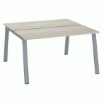 PÔLE DE 2 BUREAUX ECLA CHÊNE GRIS L 140 X P 60 CM PIÈTEMENT MÉTAL FINITION ALUMINIUM