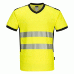 LOT DE 2 - PORTWEST PW310 T-SHIRT COL V PW3 HI-VIS JAUNE/NOIR - TAILLE 4XL