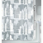 RIDEAU DE DOUCHE - 180 X 200 CM - ARGENT - PEVA - SKYLINE SPIRELLA