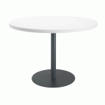 TABLE RONDE EXCELLENS 120 CM PLATEAU BLANC PIÈTEMENT COLONNE MÉTAL ANTHRACITE