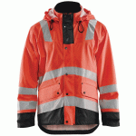 VESTE DE PLUIE NIVEAU 2 ROUGE FLUORESCENT/NOIR TAILLE XXXL - MANUTAN COLLECTIVITÉS