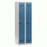 VESTIAIRE 2 COLONNES COLOR MONOBLOC INDUSTRIE PROPRE - A CODE - BLEU