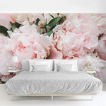 PAPIER PEINT INTISSÉ PREMIUM - PEONIES LIGHT PINK - MURAL FORMAT PAYSAGE DIMENSION HXL: 190CM X 288CM