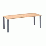 BUREAU DROIT EDEN L 200 X P 100 CM PLATEAU CHÊNE CLAIR PIÉTEMENT MÉTAL ANTHRACITE