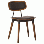 CHAISE FELIX STRUC MÉTAL HÊTRE MASSIF ASS/DOS TISSU PVC NOIR - STAMP