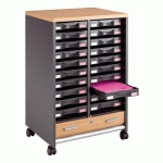 DESSERTE MOBILE ANTHRACITE - RIDEAUX HÊTRE - 20 TIROIRS ANTHRACITE