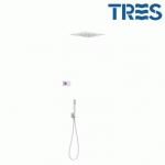 KIT DE DOUCHE THERMOSTATIQUE ÉLECTRONIQUE ET ENCASTRÉ SHOWER TECHNOLOGY BLANC MAT - TRES 09286584BM