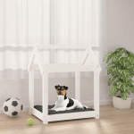 LITZEE - LIT POUR CHIEN BLANC 61X50X70 CM BOIS DE PIN SOLIDE