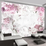 PAPIER PEINT PIVOINES DANSANTES - 350 X 245 CM - ROSE ET BLANC