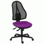 CHAISE DE BUREAU HOLLY TISSU ET MAILLE VIOLET - DOSSIER HAUT - MÉCANISME SYNCHRONE - PIEDS NOIR
