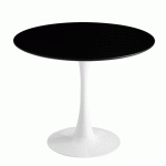 TABLE RONDE IBIZA WHITE Ø90 CM SURFACE NOIRE PIED BLANC - [...]