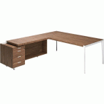 BUREAU X9 RETOUR À DROITE 192X234X75 PLATEAU NOYER AMÉRICAIN - QUADRIFOGLIO
