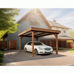 CARPORT THONES 17,54M² EN BOIS MASSIF AVEC TOIT BAC ACIER HABRITA