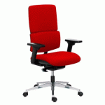CHAISE DE BUREAU IMAX TISSU NON FEU ROUGE, MÉCANISME SYNCHRONE AUTO RÉGULÉ, PIEDS ALU, ACCOUDOIRS 3D