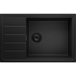 EVIER CUISINE EN GRANIT 78 X 50 CM LAVABO 1 BAC + KIT DE VIDAGE, ÉVIER À ENCASTRER DE PRIMAGRAN TOUT NOIR - BLACK#BLACK