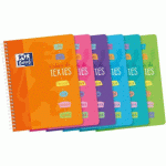 LOT DE 10 - CAHIER OXFORD DE TEXTES 17X22CM GRANDS CARREAUX SEYÈS 148 PAGES RELIURE SPIRALE COUVERTURE CARTE COLORIS ASSORTIS