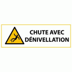 LOT DE 2 - PANNEAU DE DANGER - CHUTE AVEC DÉNIVELLATION - W008 - ISO 7010 450 X 150 MM PVC 2 MM