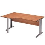 BUREAU COMPACT PRONTO MÉTAL - RETOUR À GAUCHE L.160 X P.100 CM - PLATEAU AULNE - PIEDS L ALUMINIUM