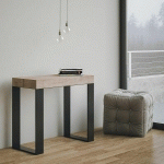 CONSOLE EXTENSIBLE 90X40/196 CM TECNO SMALL CHÊNE NATURE STRUCTURE ANTHRACITE