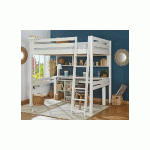 PACK LIT MEZZANINE 2 PLACES ABEL + MATELAS  BLANC 140X190 CM ECHELLE GRAND CÔTÉ MATELAS MOMA