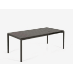TABLE DE JARDIN EXTENSIBLE COLORIS NOIR MAT EN ALUMINIUM - LONGUEUR 140 / 200 X PROFONDEUR 90 X HAUTEUR 75 CM PEGANE