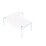 BUREAU RETOUR BUROCOLOR + L.80 X P.80 CM - PLATEAU BLANC - PIEDS BLANC