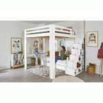 PACK LIT MEZZANINE AVEC ESCALIER PALOMAR XL + MATELAS  BLANC 200X200 CM/OPT:MATELAS VENUS MÉMOIRE DE FORME 160X200 CM