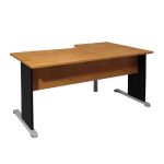BUREAU COMPACT PRONTO - RETOUR À GAUCHE L.160 X P.100 CM - PLATEAU AULNE - PIEDS L NOIR