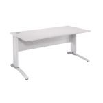 BUREAU DROIT BIOSPACE 2 - L. 80 X P. 80 CM - PLATEAU BLANC - PIEDS L BLANC - EMBASE 'ALUMINIUM'