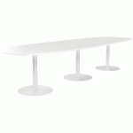 TABLE CONFÉRENCE ELGA PIED COROLLE 360X113 CM PLATEAU MÉLAMINÉ BLANC/BLANC - MANUTAN COLLECTIVITÉS