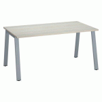 BUREAU DROIT ECLA CHÊNE GRIS L 160 X P 80 CM PIÈTEMENT MÉTAL FINITION ALUMINIUM