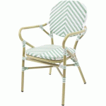 CHAISE DE BISTROT TANGO EN ROTIN - BAMBOU-BLANC/VERT PASTEL - VEBA