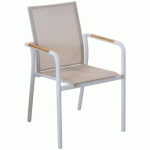 FAUTEUIL AROHA TPEP/ALU TECK - BEIGE/BLANC - PROLOISIRS