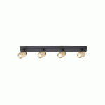 FREELIGHT SPOT POUR PLAFOND RAZZA, NOIR/OR, LONGUEUR 82 CM, À 4 LAMPES.