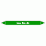 LOT DE 4 - MARQUEUR DE TUYAUTERIE - EAU FROIDE - NFX 08-105 - VINYLE LAMINÉ 355 X 37 MM