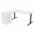 PACK BUREAU+CAISS IDEA ASYM. RET. À GAUCHE 160 CM BLANC/ANTHRACITE - QUADRIFOGLIO