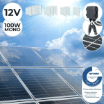 PANNEAU SOLAIRE MONOCRISTALLIN - PHOTOVOLTAÏQUE, SILICIUM, 100 W, CÂBLE AVEC CONNECTEUR MC4, BATTERIE DE 12V, SET DE 2 - MODULE SOLAIRE POUR