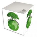 QUO VADIS BLOC CUBE BLANC PLANÈTE 100% RECYCLÉ 9X9X9CM 700 FEUILLES ENCOLLÉES 80G ANGE BLEU