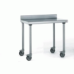 TABLE INOX ADOSSÉE SUR ROUES LONGUEUR 1400 MM