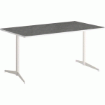 TABLE TAMARIS 180X80 PL.MÉTAL BROSSÉ/BLANC PIET.SABLE/BLANC