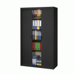 ARMOIRE MÉTAL À RIDEAUX DÉMONTABLE CLASSIQUE H 200 X L 120 CM CORPS NOIR / RIDEAUX NOIR
