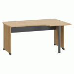 BUREAU COMPACT QUARTA PLUS DROIT L 160 CM CHÊNE AMBRÉ PIÉTEMENT PLEIN BOIS