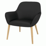 FAUTEUIL CITY DOSSIER BAS PIED BOIS ENDUIT PVC NOIR - QUADRIFOGLIO