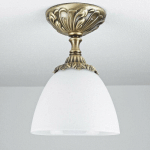 LAMPE DE PLAFOND BRONZE CLAIR ABAT-JOUR EN VERRE BEATRICE - BRONZE CLAIR BRILLANT, BLANC